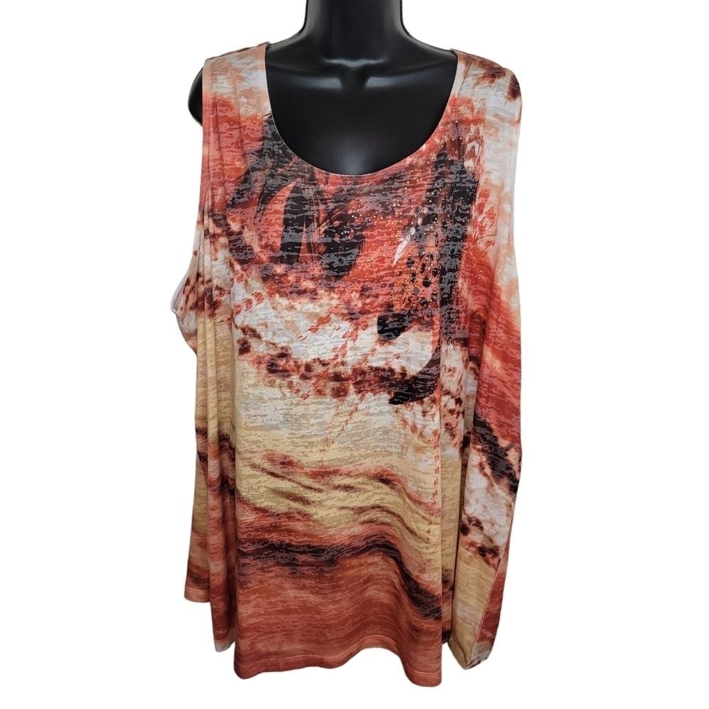 Catherines studded feather print tank top size 4x (30/32w)